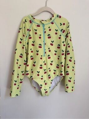 Sovereign Code Cherry Print Long Sleeve Rash Guard Swimsuit (Size 8)